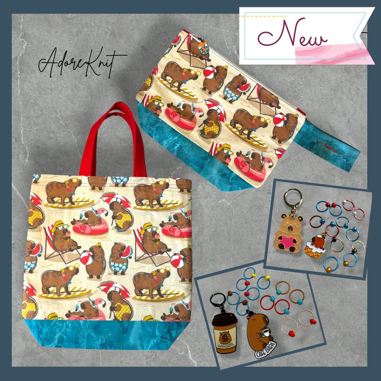 Sun Soaked Capybaras Project Bag | Summer Stitch Knitting Yarn Bag