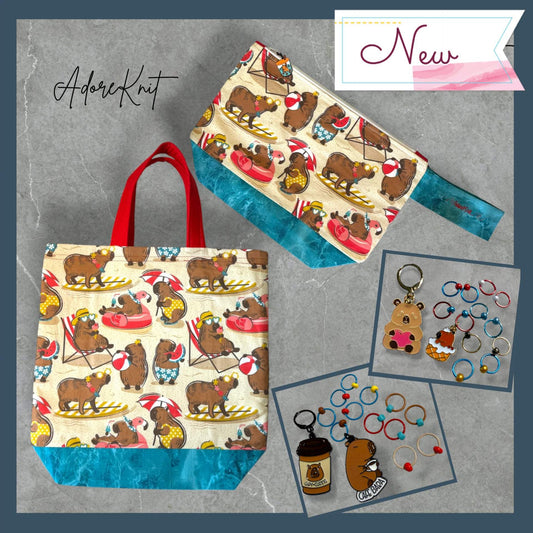 Sun Soaked Capybaras Project Bag | Summer Stitch Knitting Yarn Bag