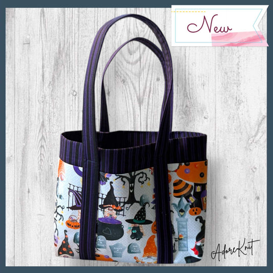 Pumpkin Paths & Pointy Caps Project Bag stripes