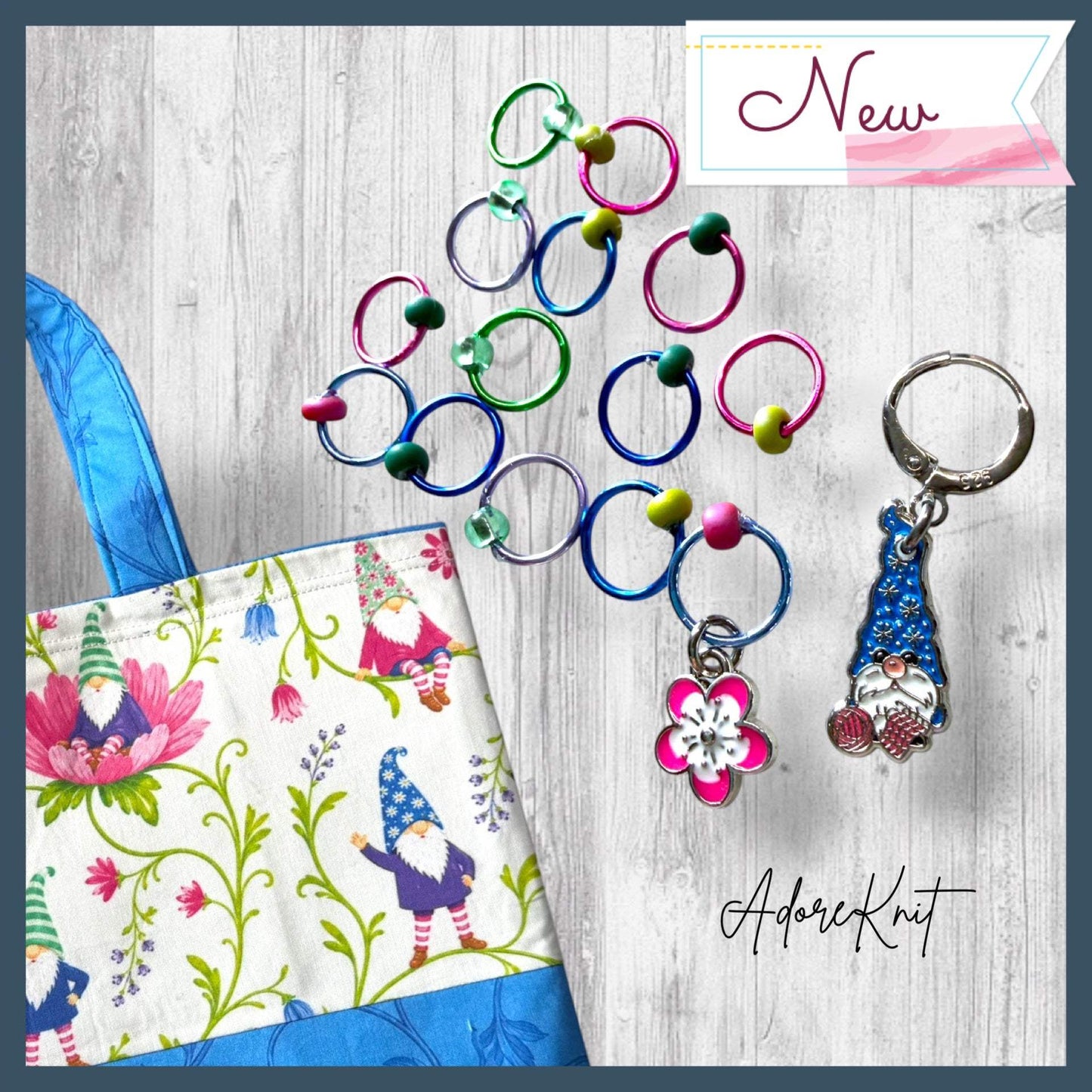 Pages, Petals & Purls Stitch Markers | Floral Gnome Knitting Markers
