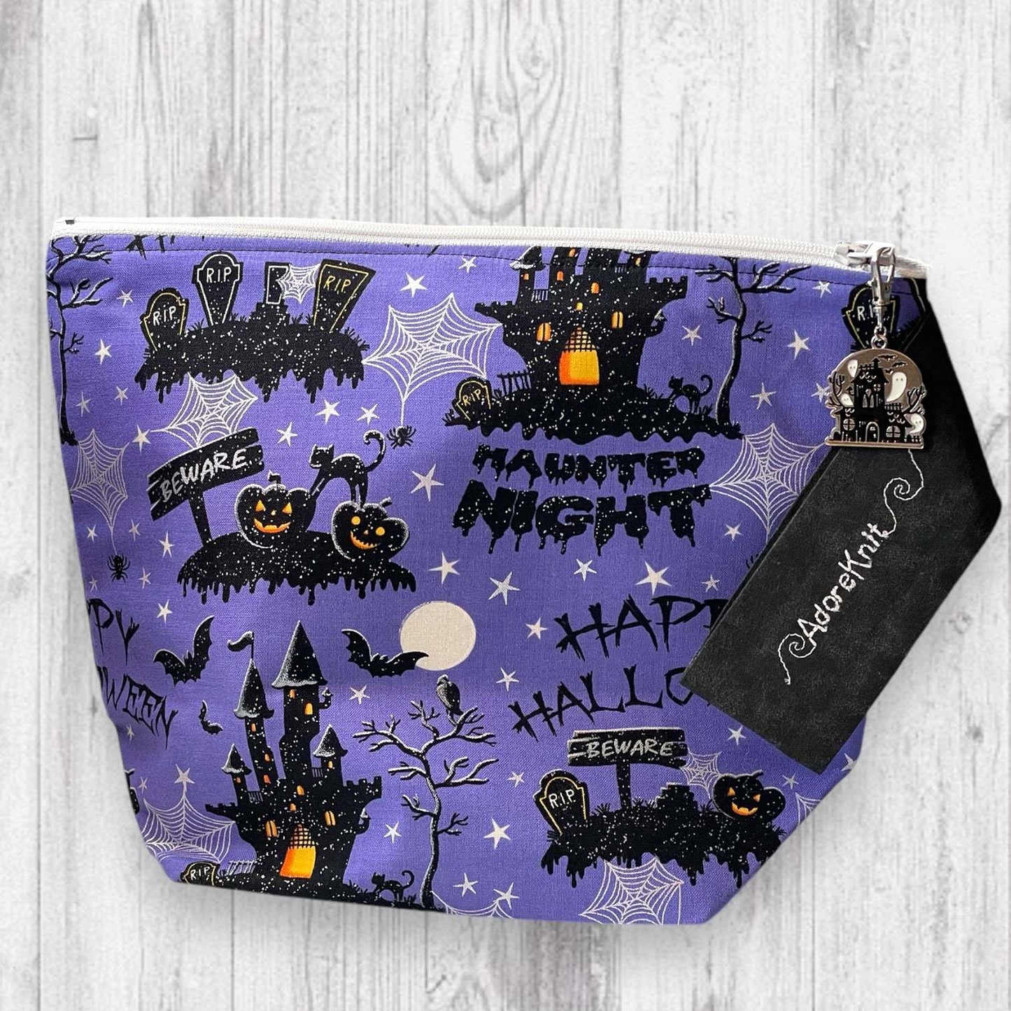 Beware! Happy Halloween Purple Project Bag