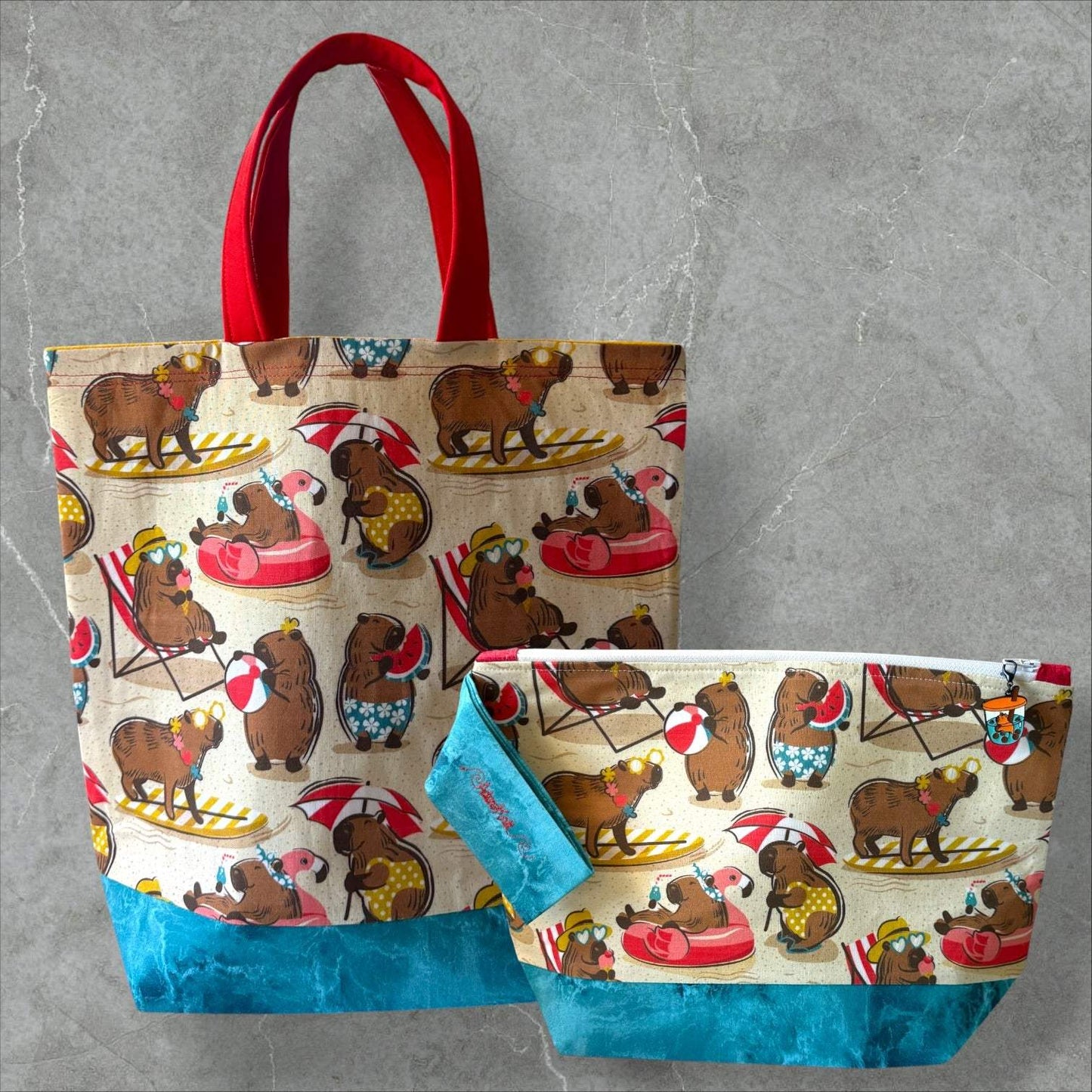 Sun Soaked Capybaras Project Bag | Summer Stitch Knitting Yarn Bag