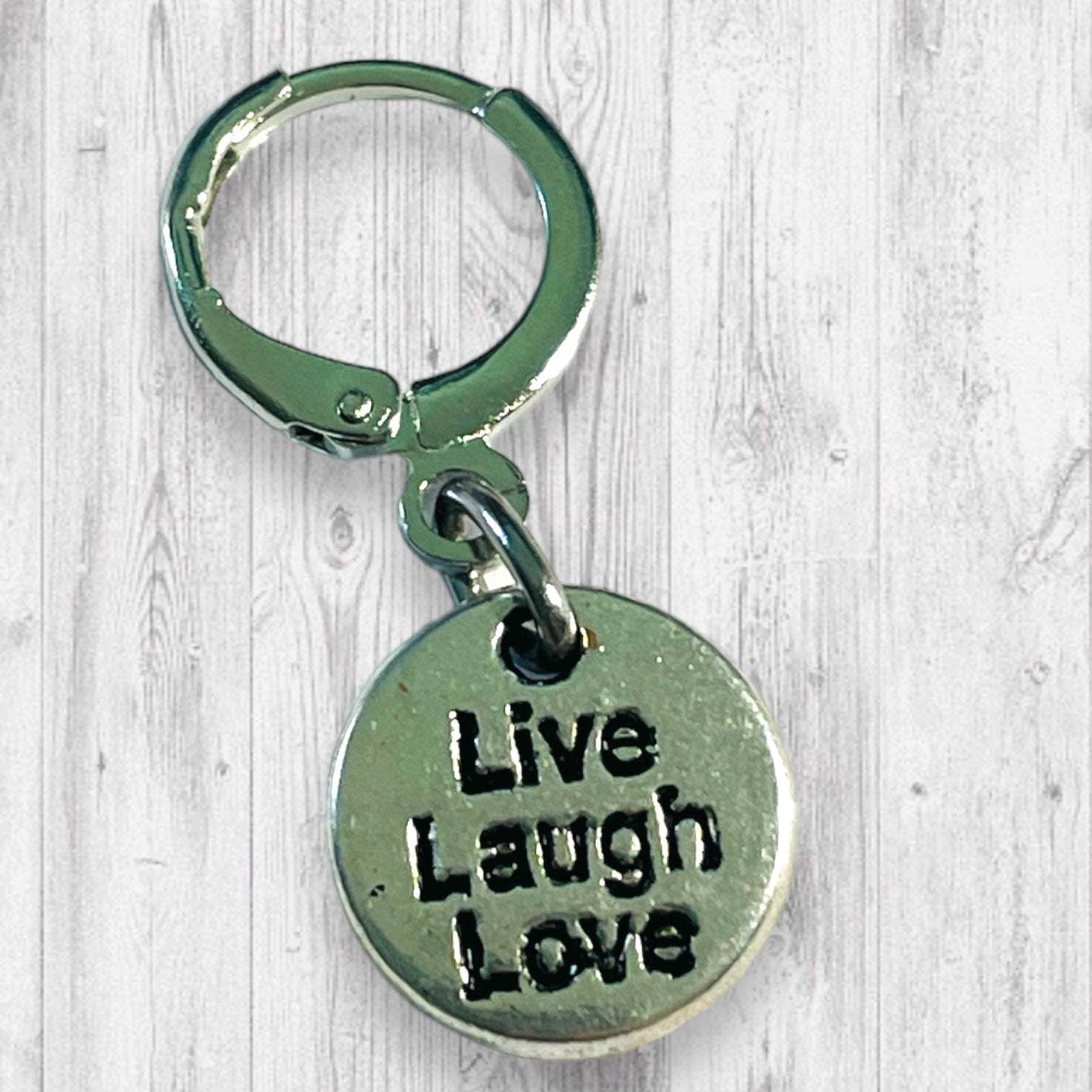 Live Laugh Love Together Heart Progress and Stitch Markers