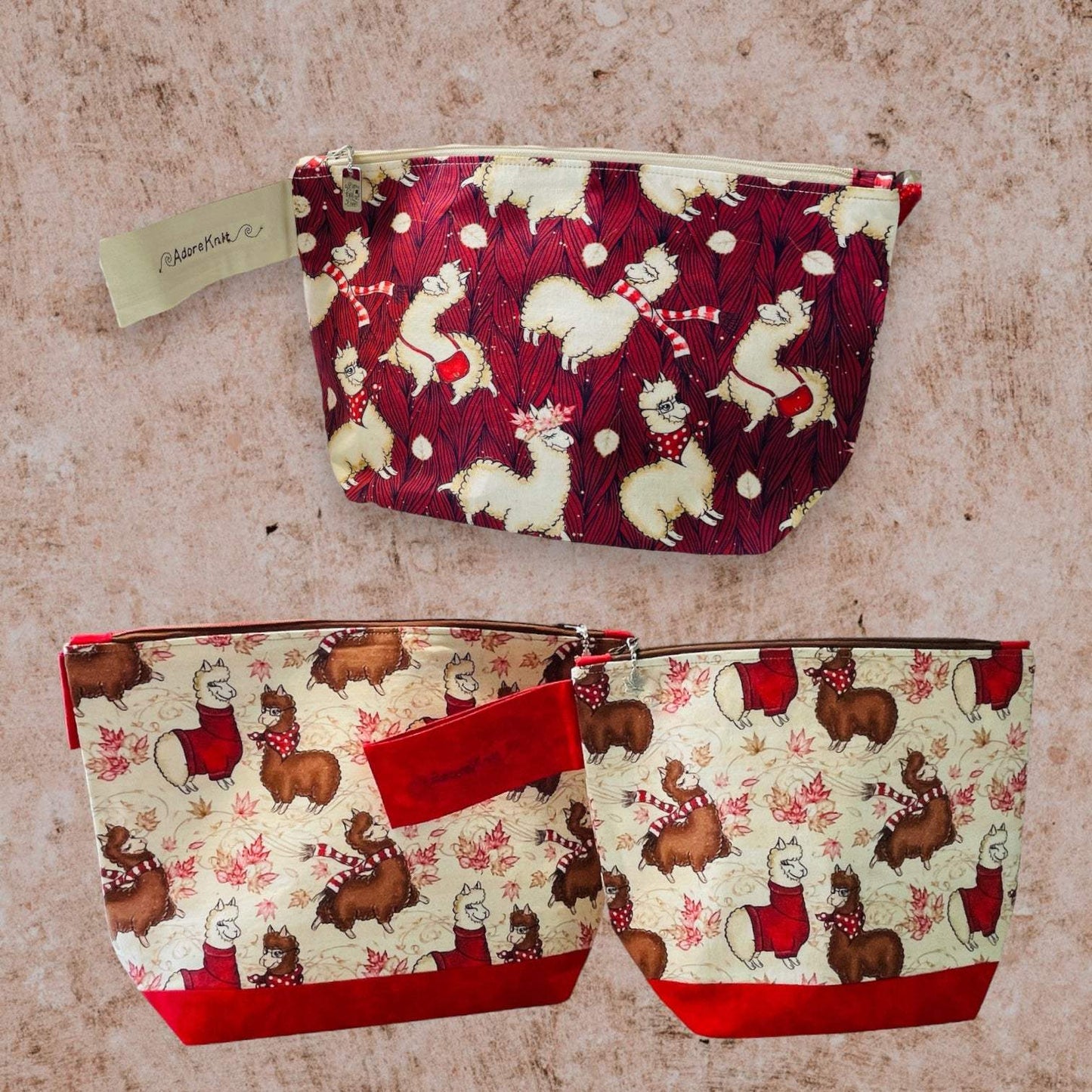 Alpacas with Handbags Project Bag - AdoreKnit