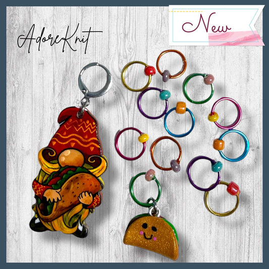 Gnome and Taco Progress and Stitch Markers