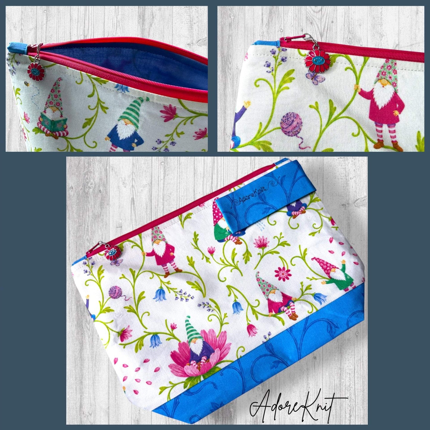 Pages, Petals & Purls Gnomes Project Bag