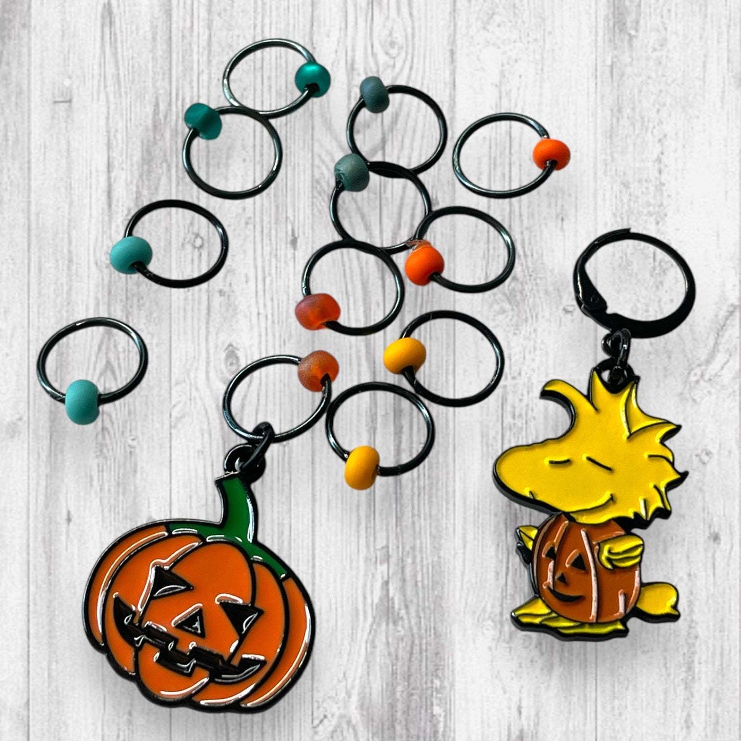 King of the Pumpkin Patch Progress and Stitch Markers Jack