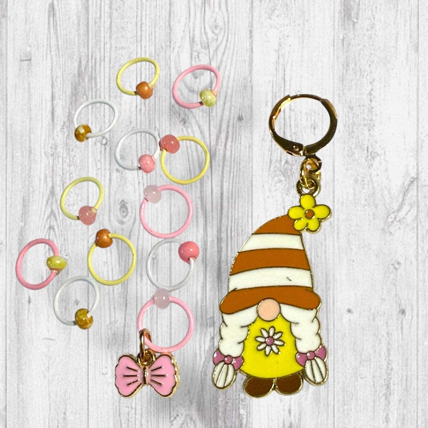 Buzzabelle Gnome Progress and Stitch Marker Set
