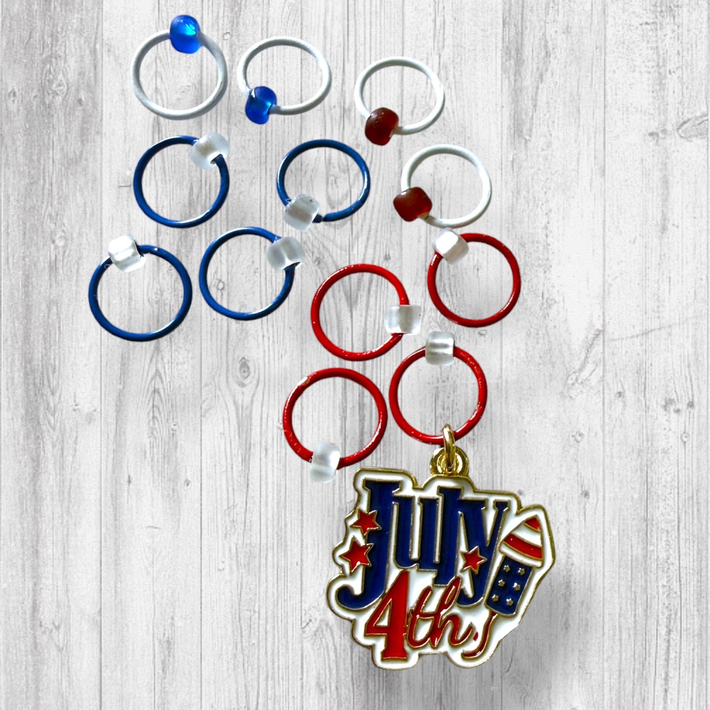 Patriotic Gnome Stitch Markers | Red White and Blue Knitting Markers