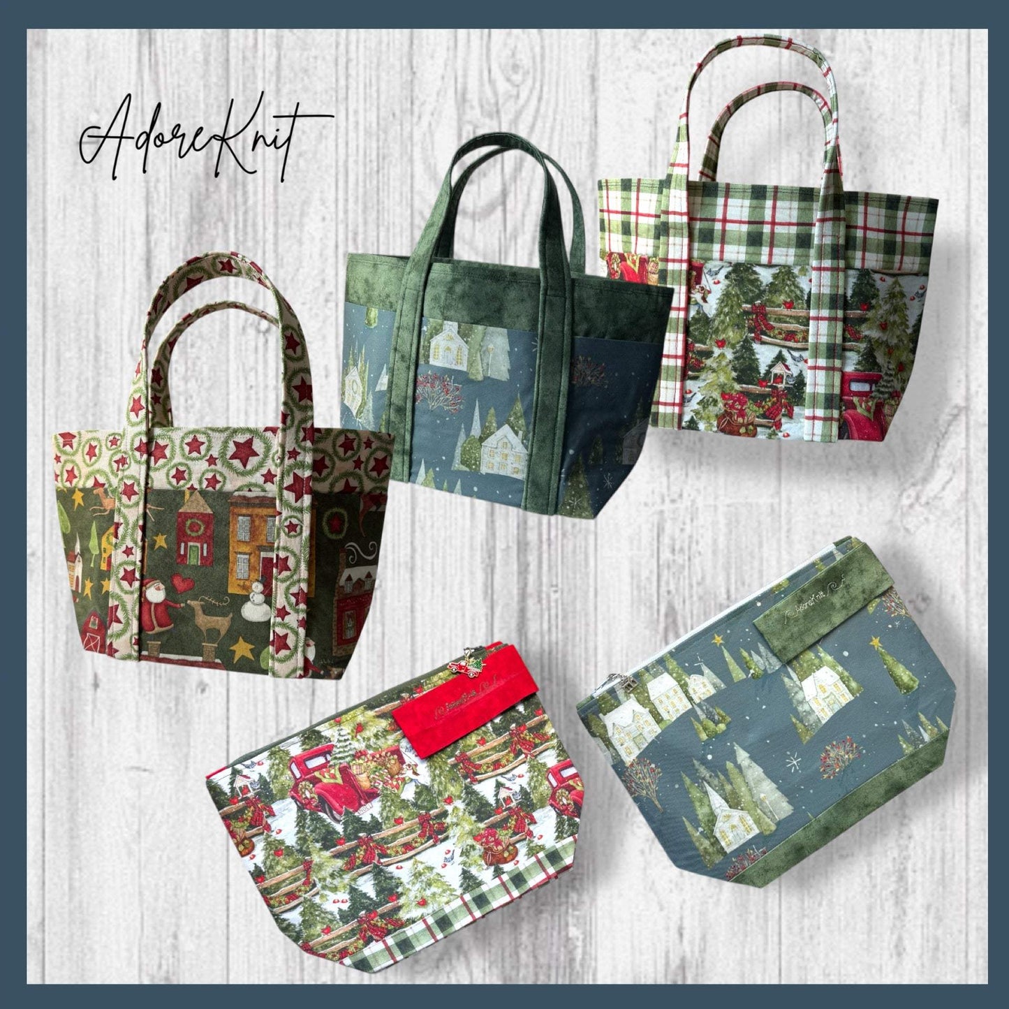 Cozy Pine Village Project Bag