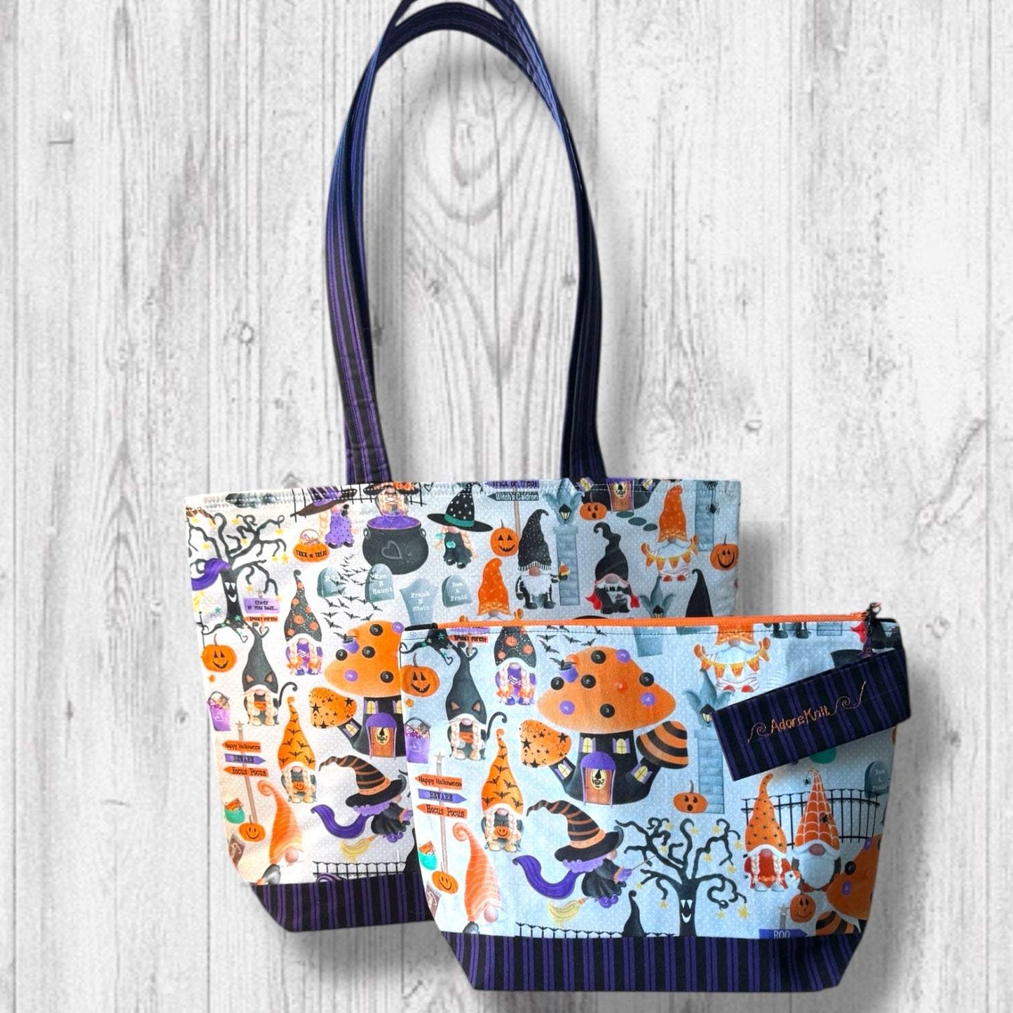 Pumpkin Paths & Pointy Caps Project Bag stripes