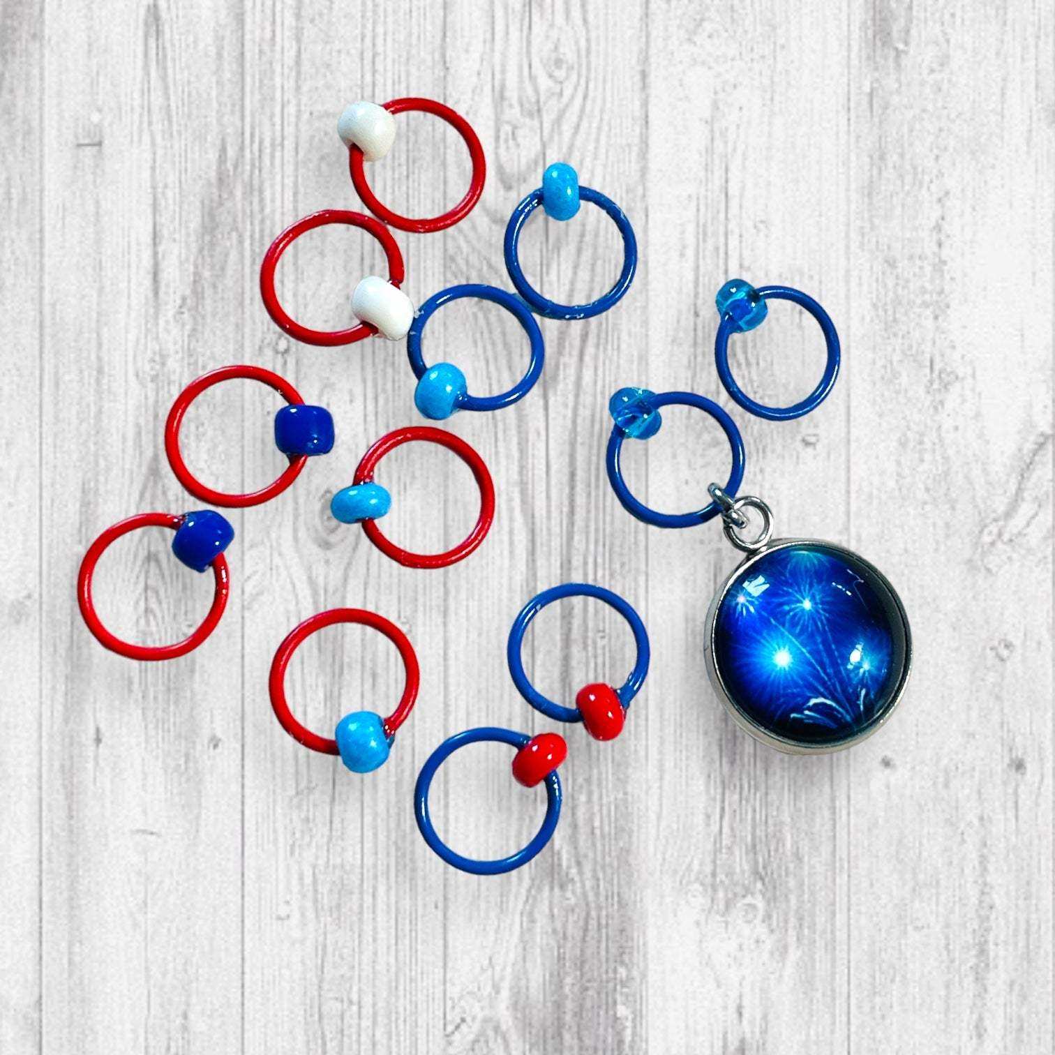 Red White and Gnome! Progress and Stitch Markers - AdoreKnit