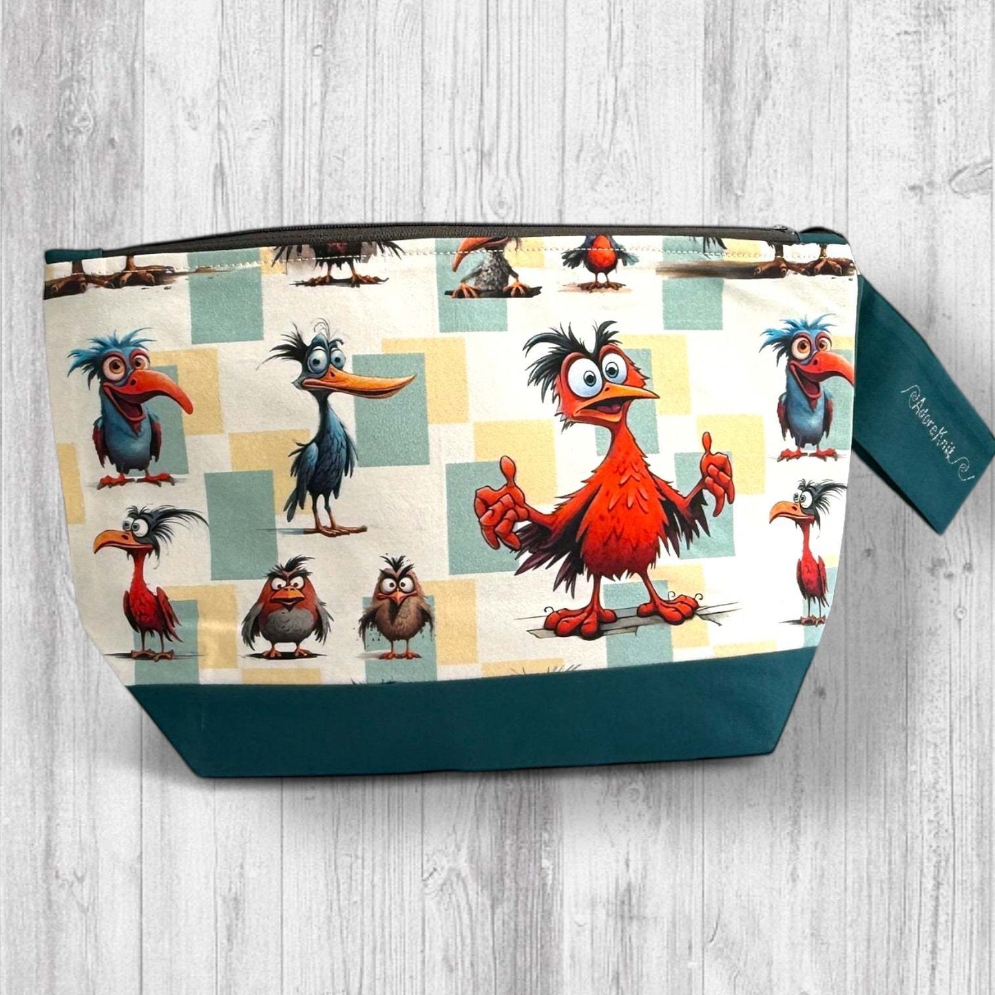 Feathered Fury Knitting Project Bag | Funny Bird Yarn Bag