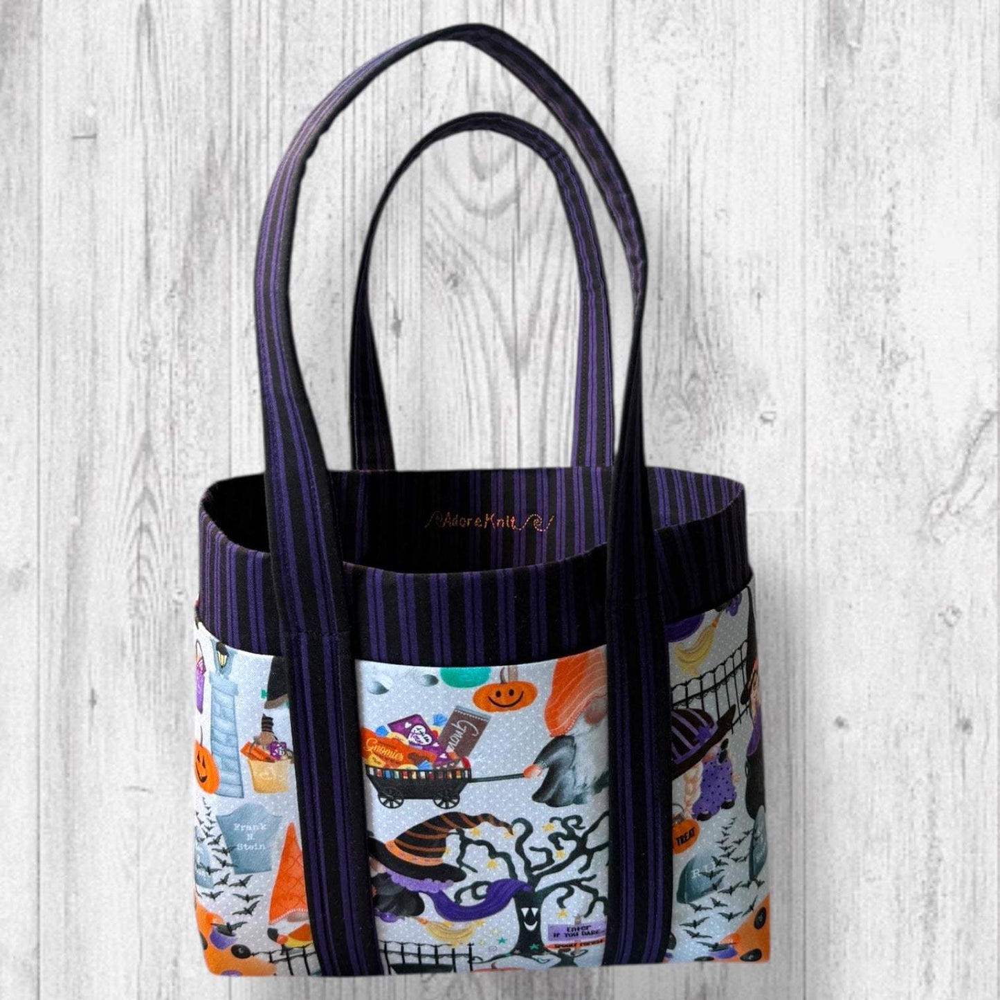 Pumpkin Paths & Pointy Caps Project Bag stripes