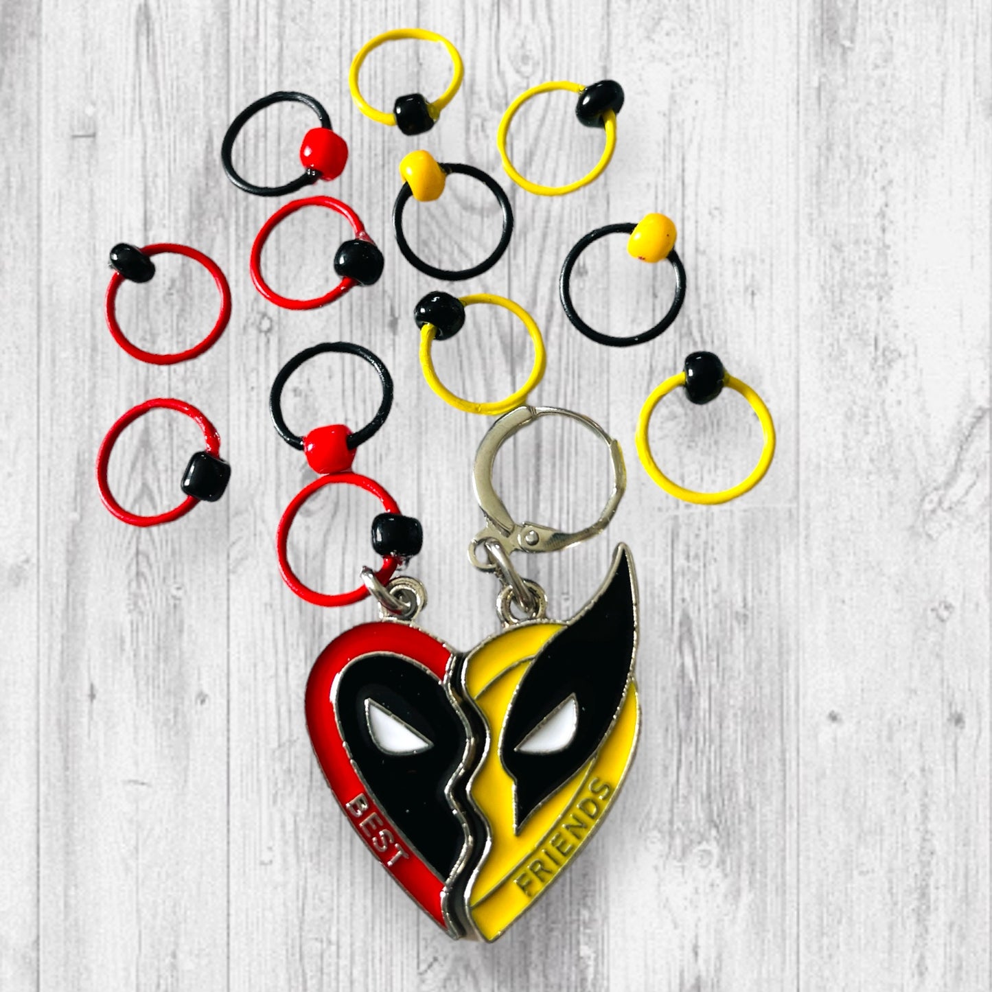 Red, Yellow, Red, Yellow Superhero Progress and Stitch Markers