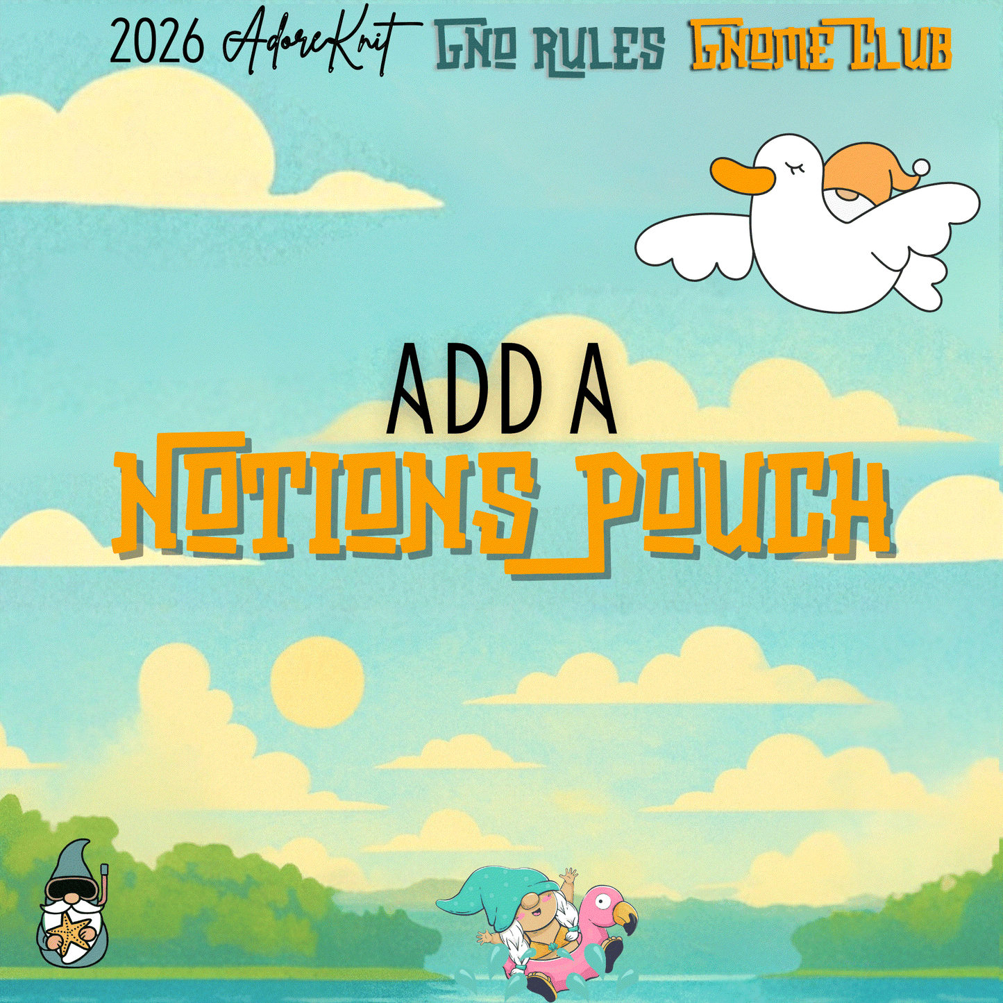 2026 GNo Rules GNOMES Countdown Club, 12 Days of Stitch & Progress Markers, Yarn, Project Bags