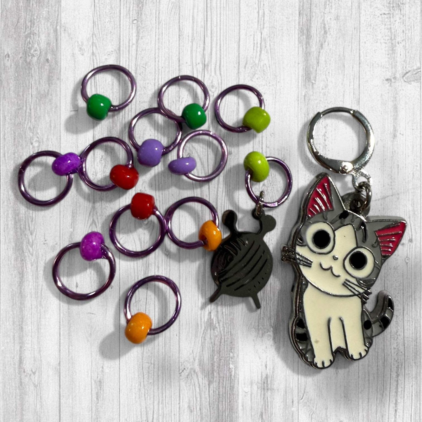 Tree Meowgicians Take Two Progress and Stitch Markers