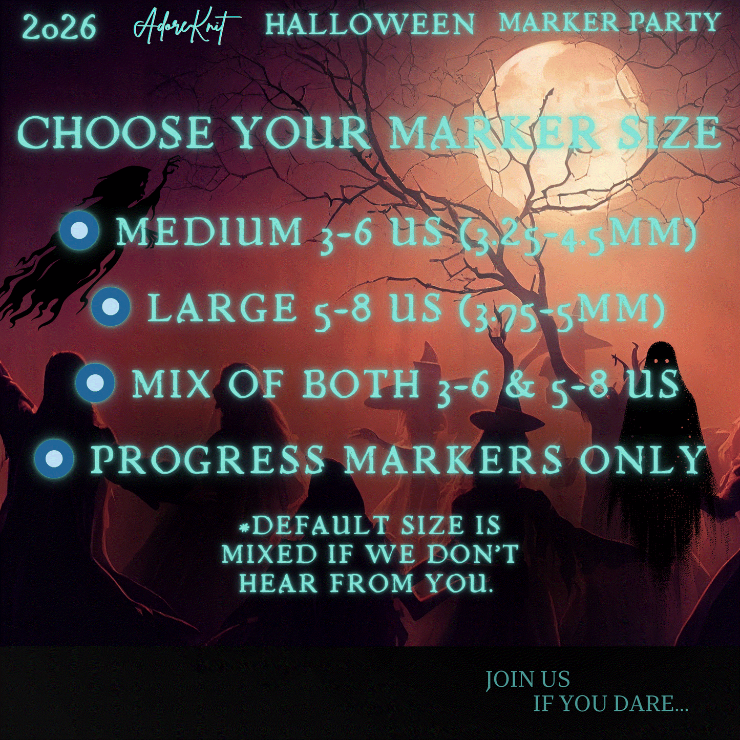 2026 Halloween Marker Party Countdown, Knitting Stitch Markers, Crochet Progress Markers, Halloween Project Bag Option, 13 Day Halloween Advent for Knitters
