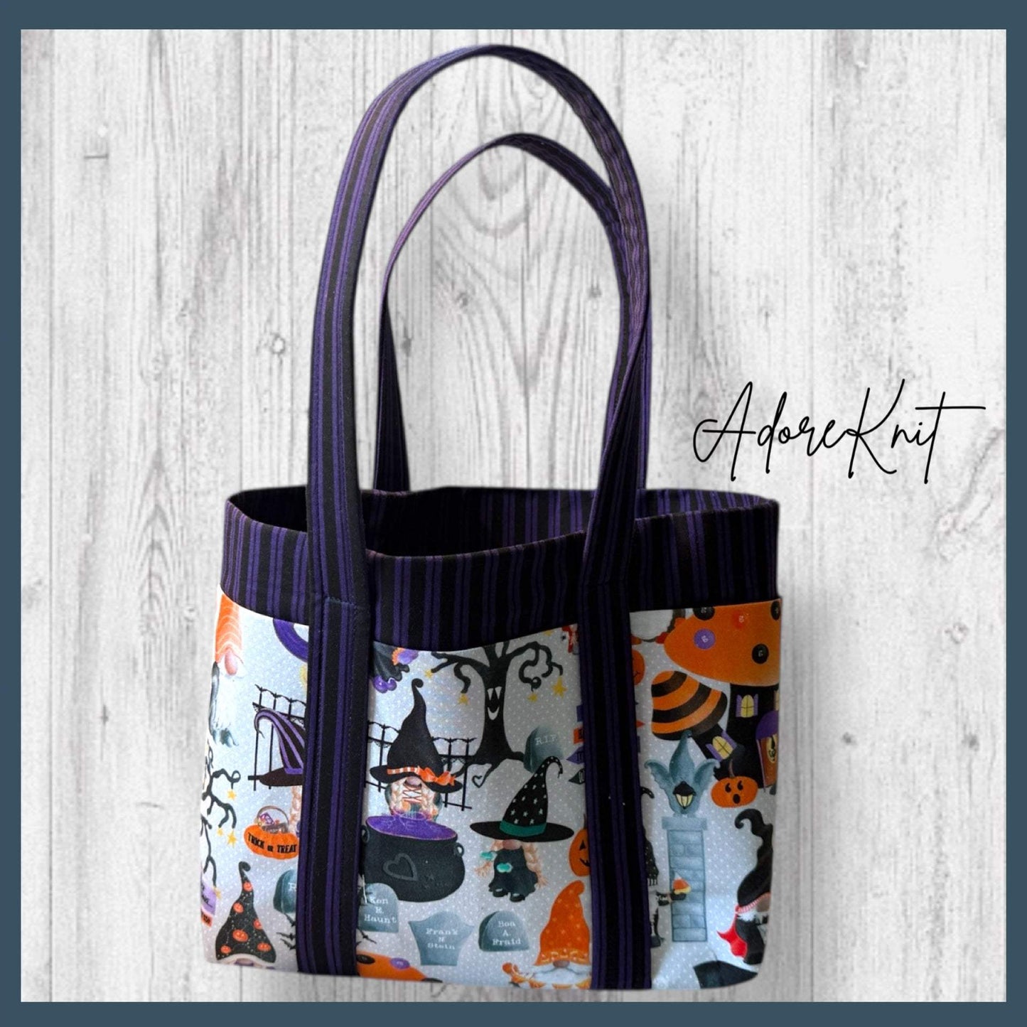 Pumpkin Paths & Pointy Caps Project Bag stripes