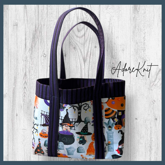 Pumpkin Paths & Pointy Caps Project Bag stripes