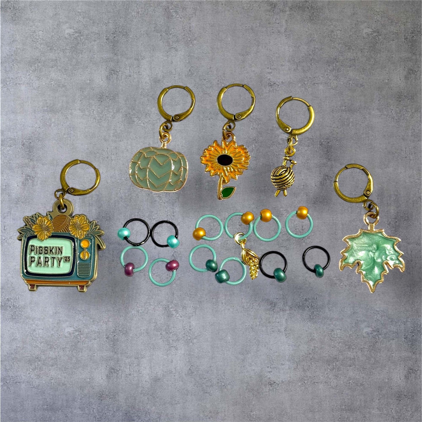 AdoreKnit 2025 Exclusive Pigskin Party Progress & Stitch Marker Set