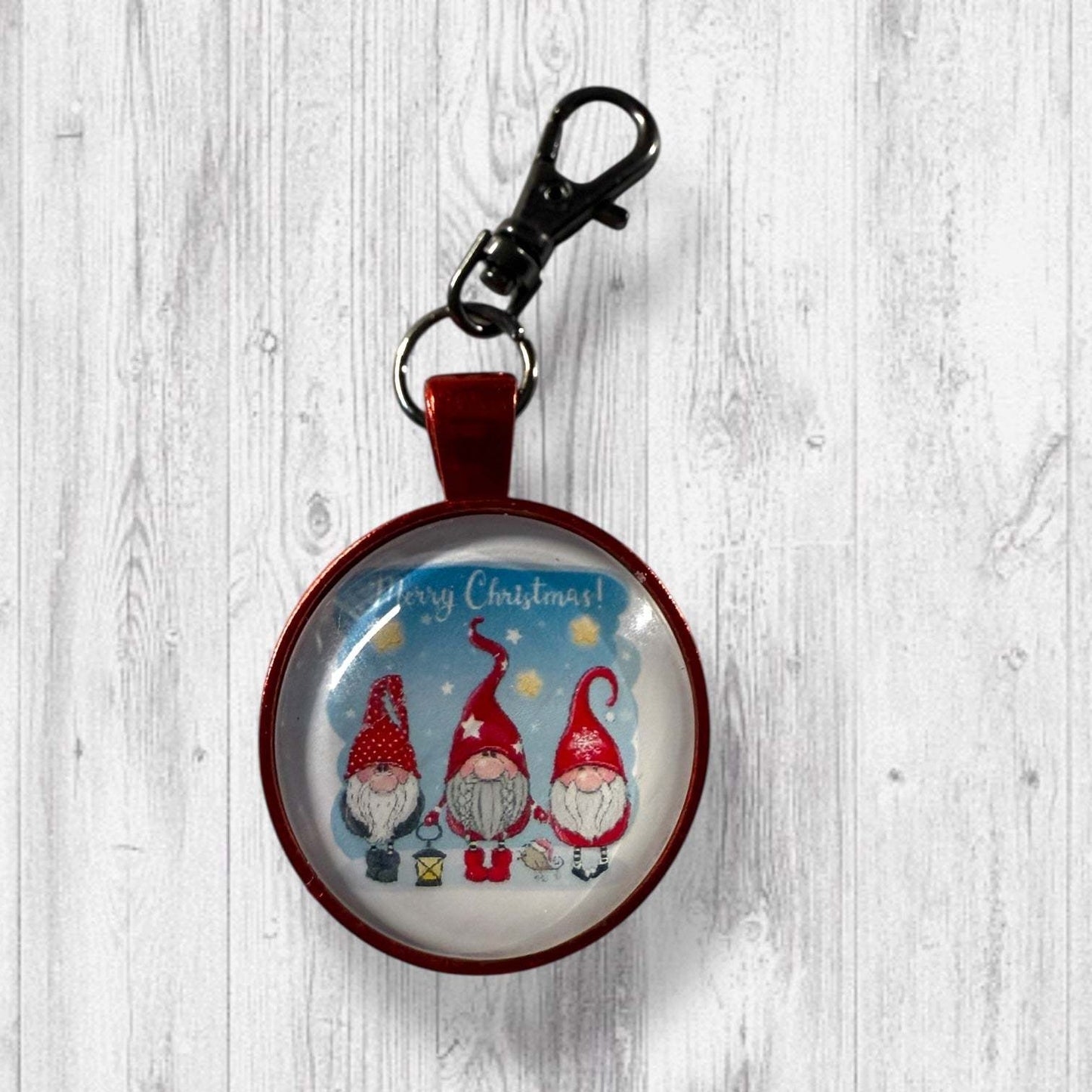 Happy Gnome Christmas Stitch Marker Set | Christmas Gnome Progress Keeper | Holiday Knitting Markers