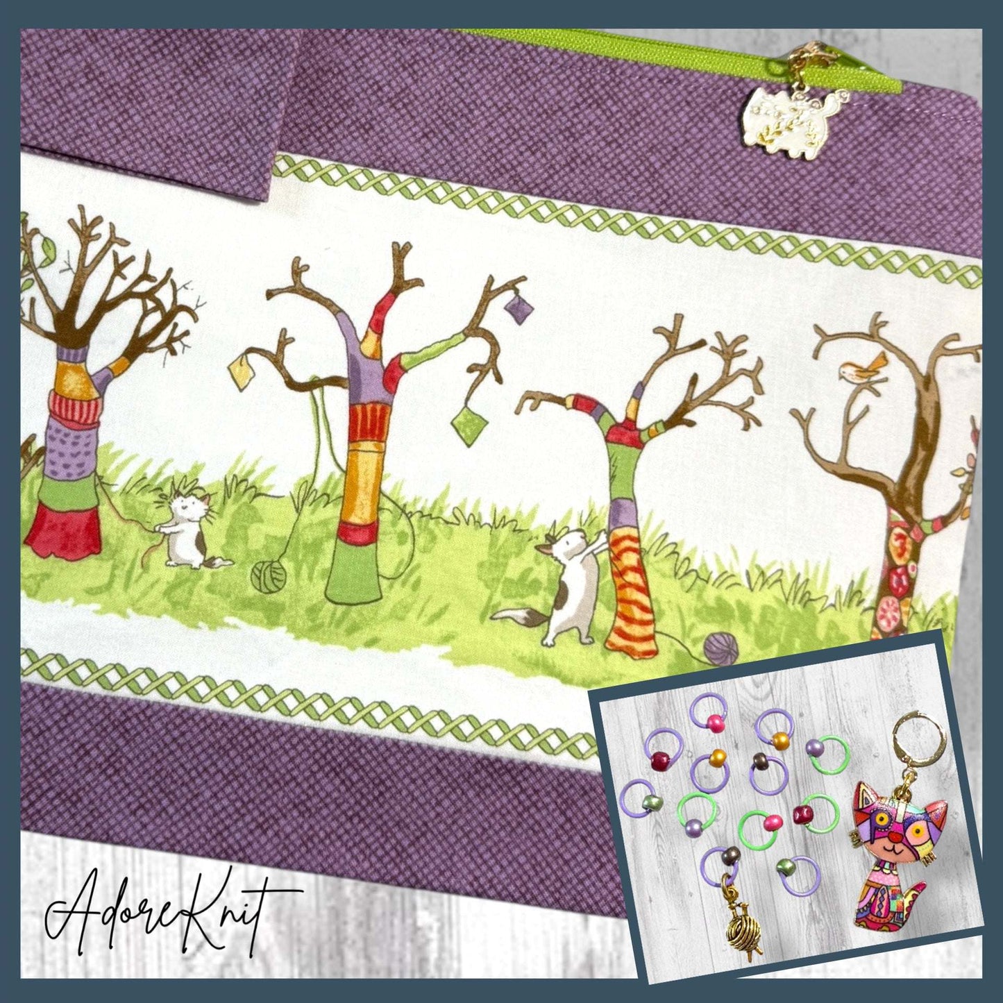 Cat Yarnival in the Yard Progress and Stitch Markers