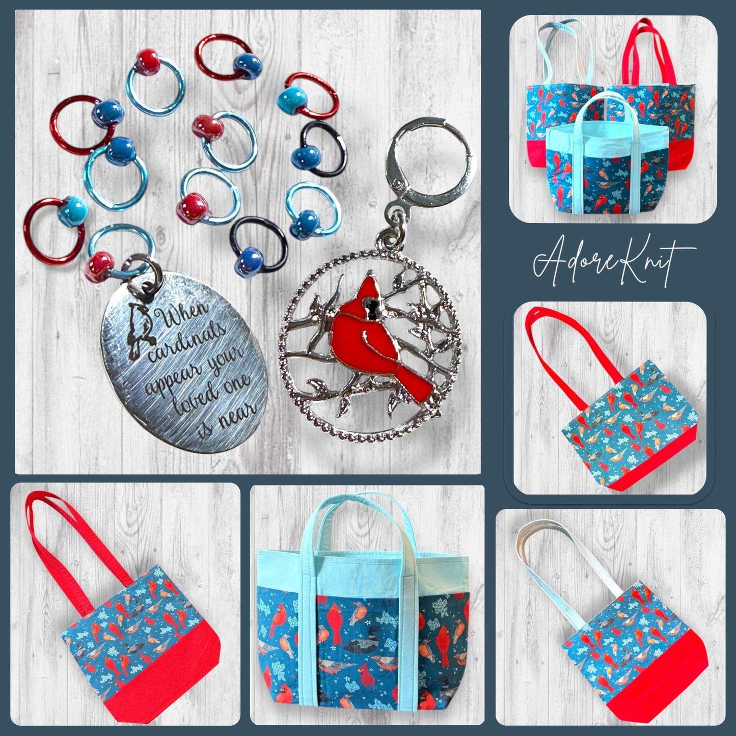 Red Feathers Warm Hearts Progress and Stitch Markers