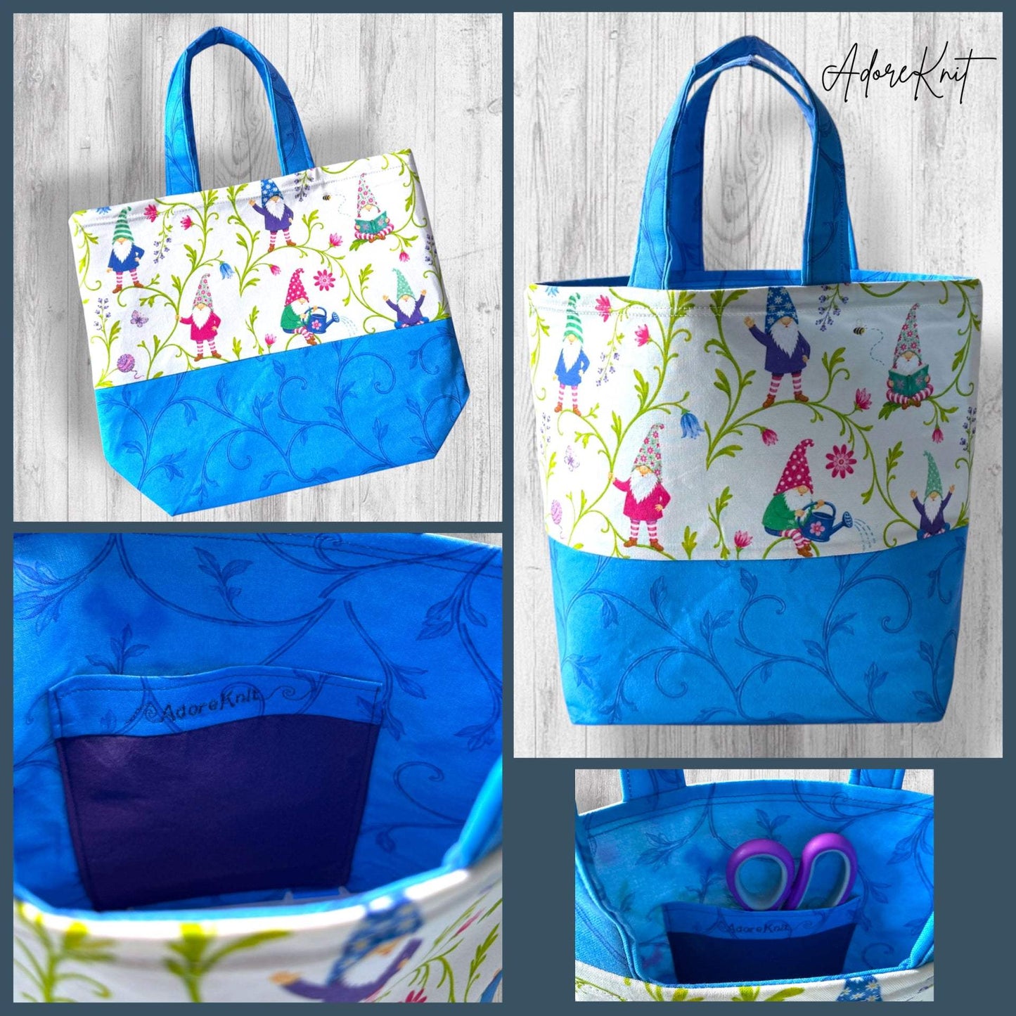 Pages, Petals & Purls Gnomes Project Bag