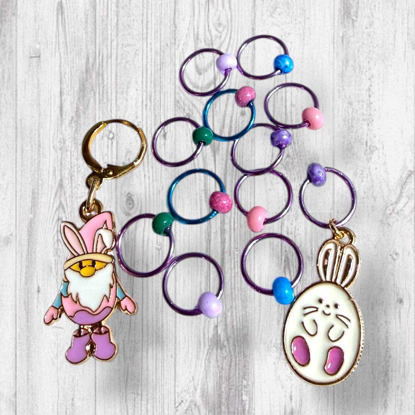 Gnomebody Found the Eggs Progress and Stitch Markers