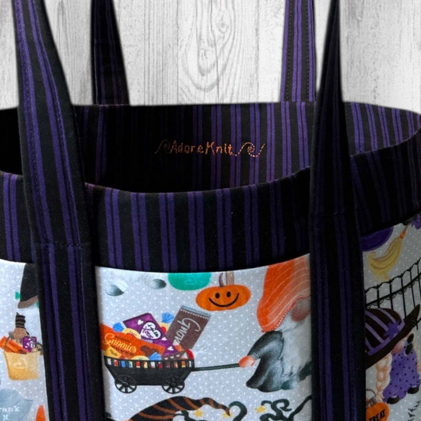 Pumpkin Paths & Pointy Caps Project Bag stripes