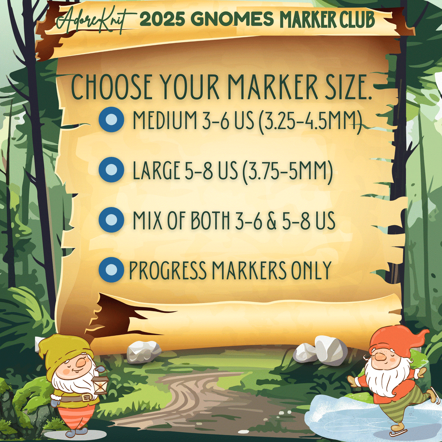 2025 GNo Good GNOMES Countdown Club, 12 Days of Stitch & Progress Markers, Yarn, Project Bags