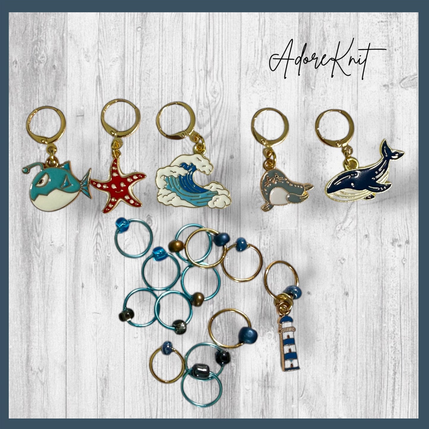 Sea Breeze Progress & Stitch Markers | Coastal Cast Ons Knitting Markers