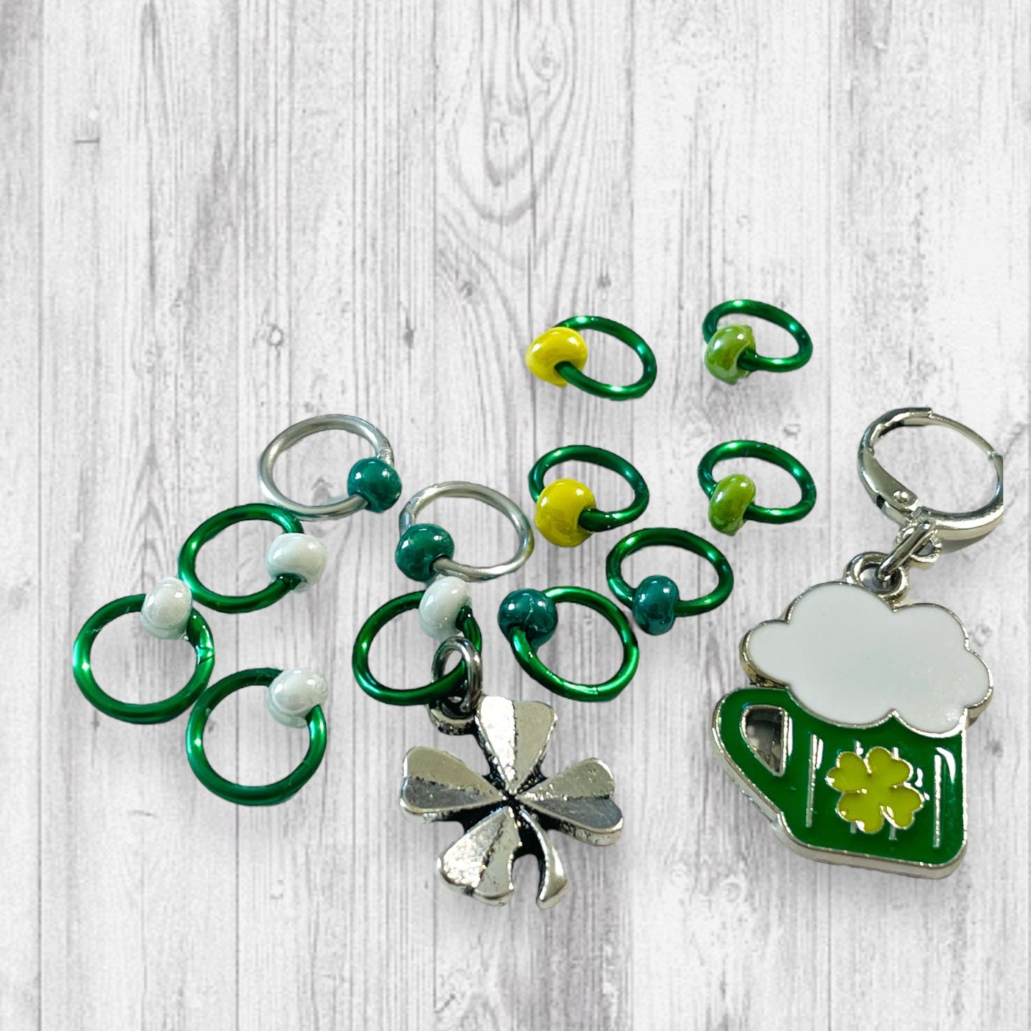 St. Patrick's Day Beer Pressure Progress and Stitch Markers - AdoreKnit