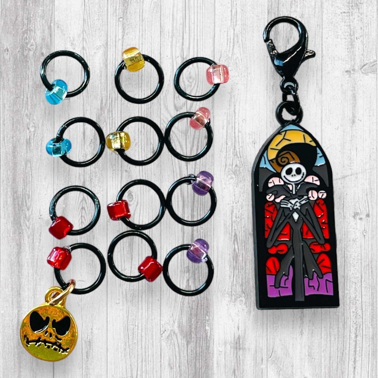 This is Halloween Progress and stitch markers - AdoreKnit