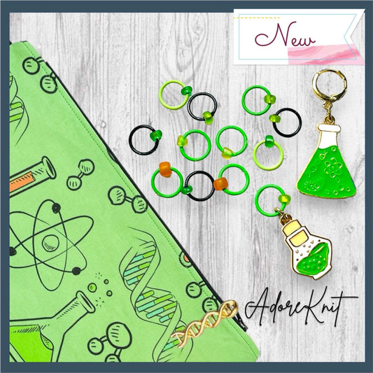She Blinded Me With Science Progress and Stitch Markers - AdoreKnit