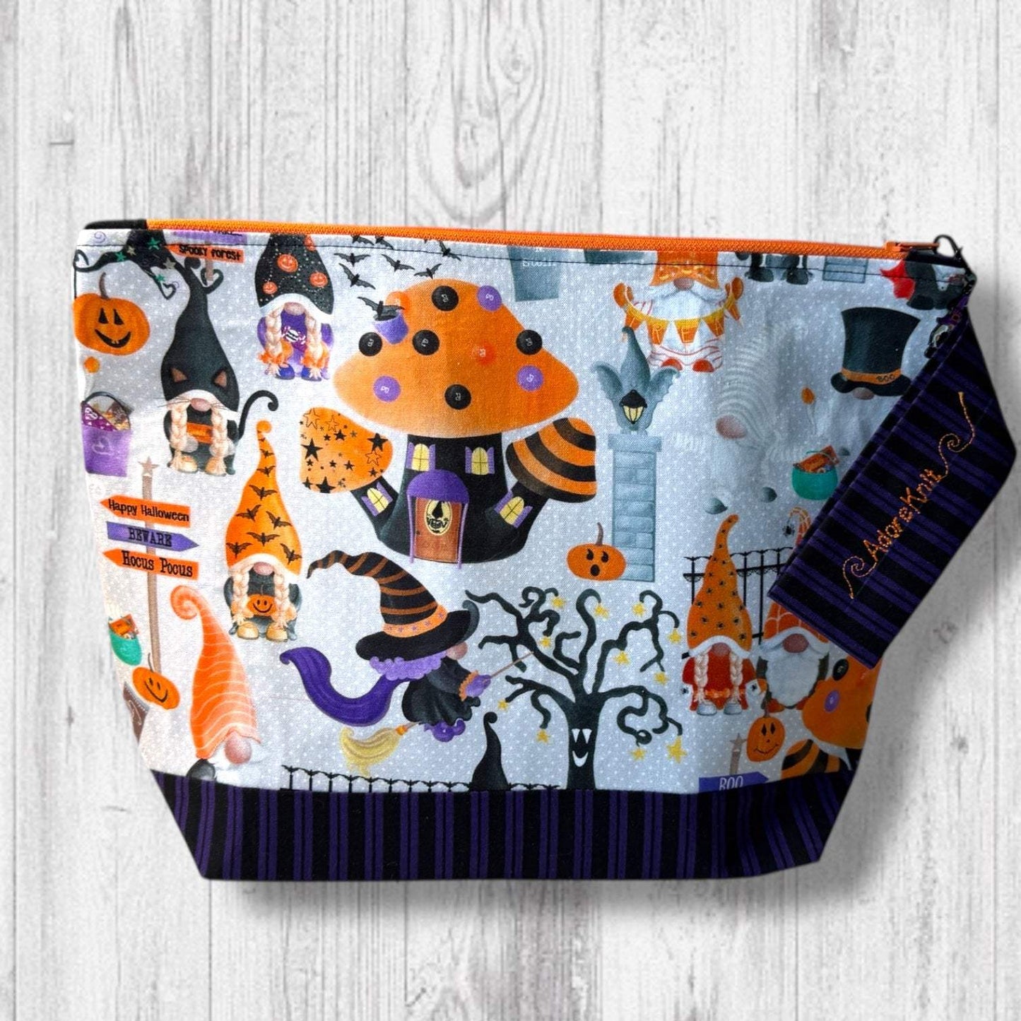 Pumpkin Paths & Pointy Caps Project Bag stripes