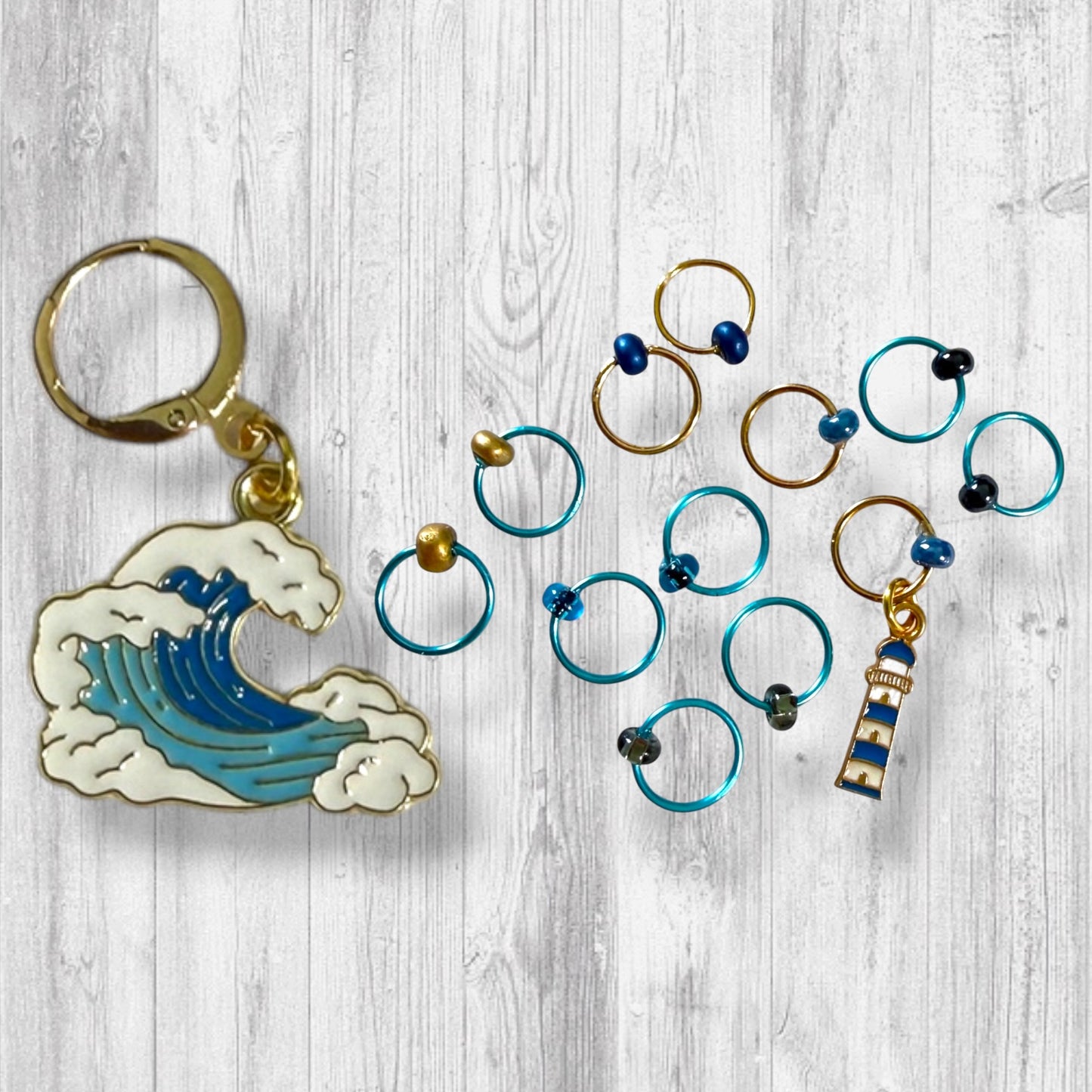 Sea Breeze Progress & Stitch Markers | Coastal Cast Ons Knitting Markers