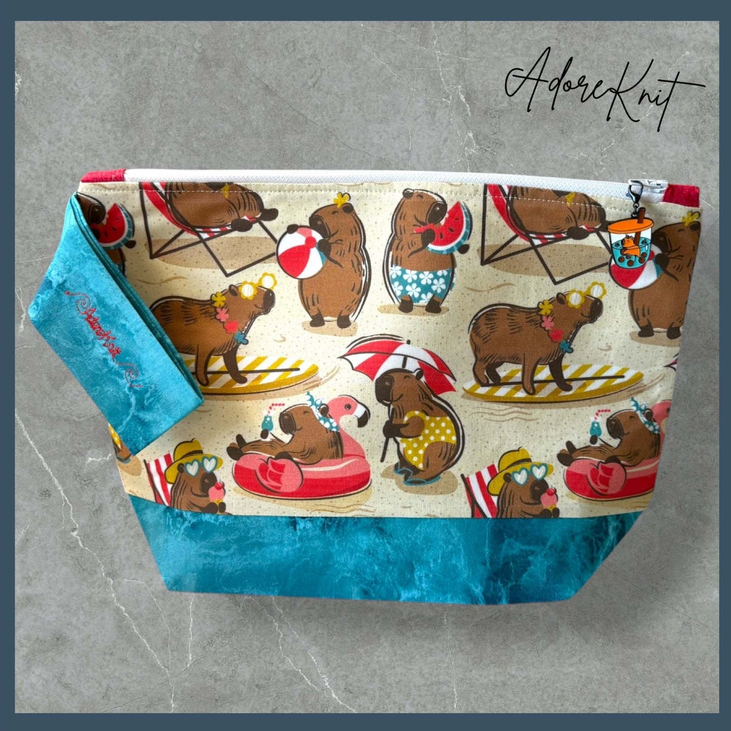 Sun Soaked Capybaras Project Bag | Summer Stitch Knitting Yarn Bag