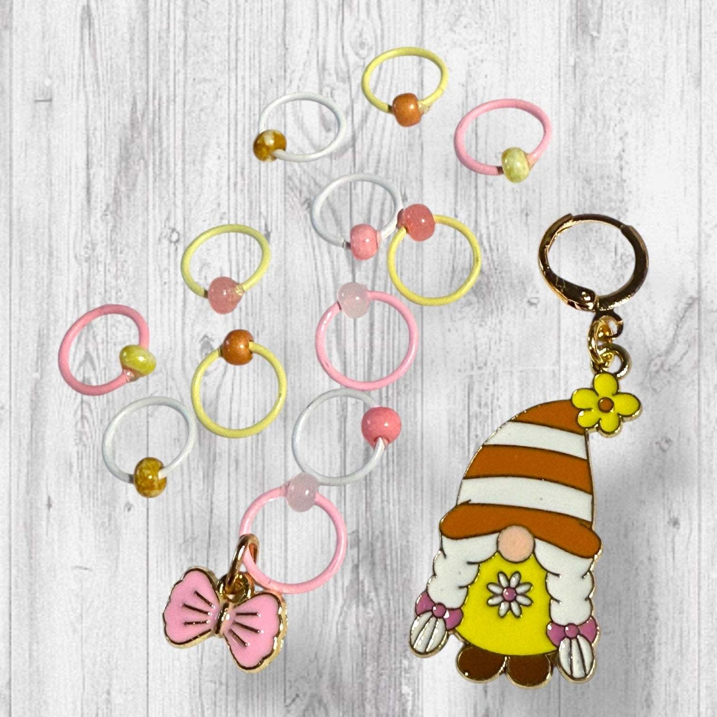 Buzzabelle Gnome Progress and Stitch Marker Set