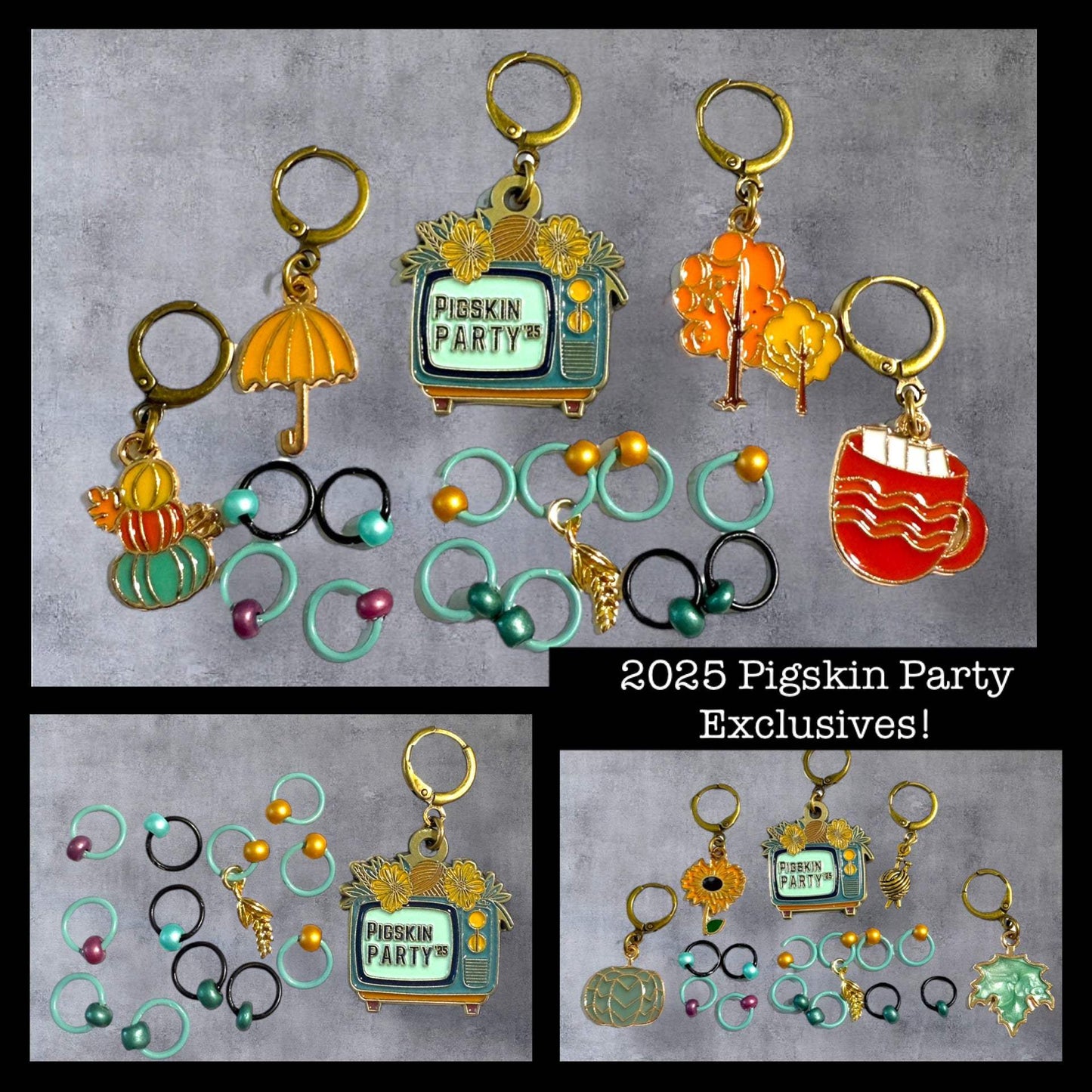 AdoreKnit 2025 Exclusive Pigskin Party Progress & Stitch Marker Set