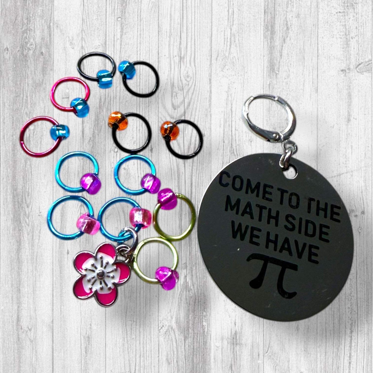 Come to the Math Side We Have Pi Progress and Stitch Markers