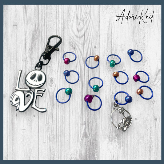 Love Never Dies Progress and Stitch Markers Nightmare Before Christmas