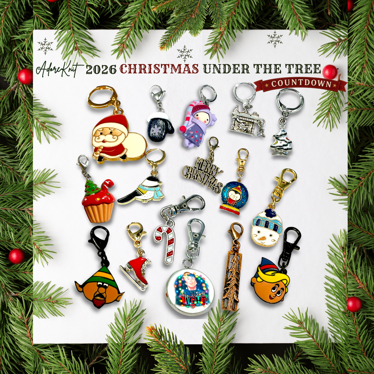 2026 Christmas Under the Tree Countdown | Christmas Stitch Marker Advent | AdoreKnit