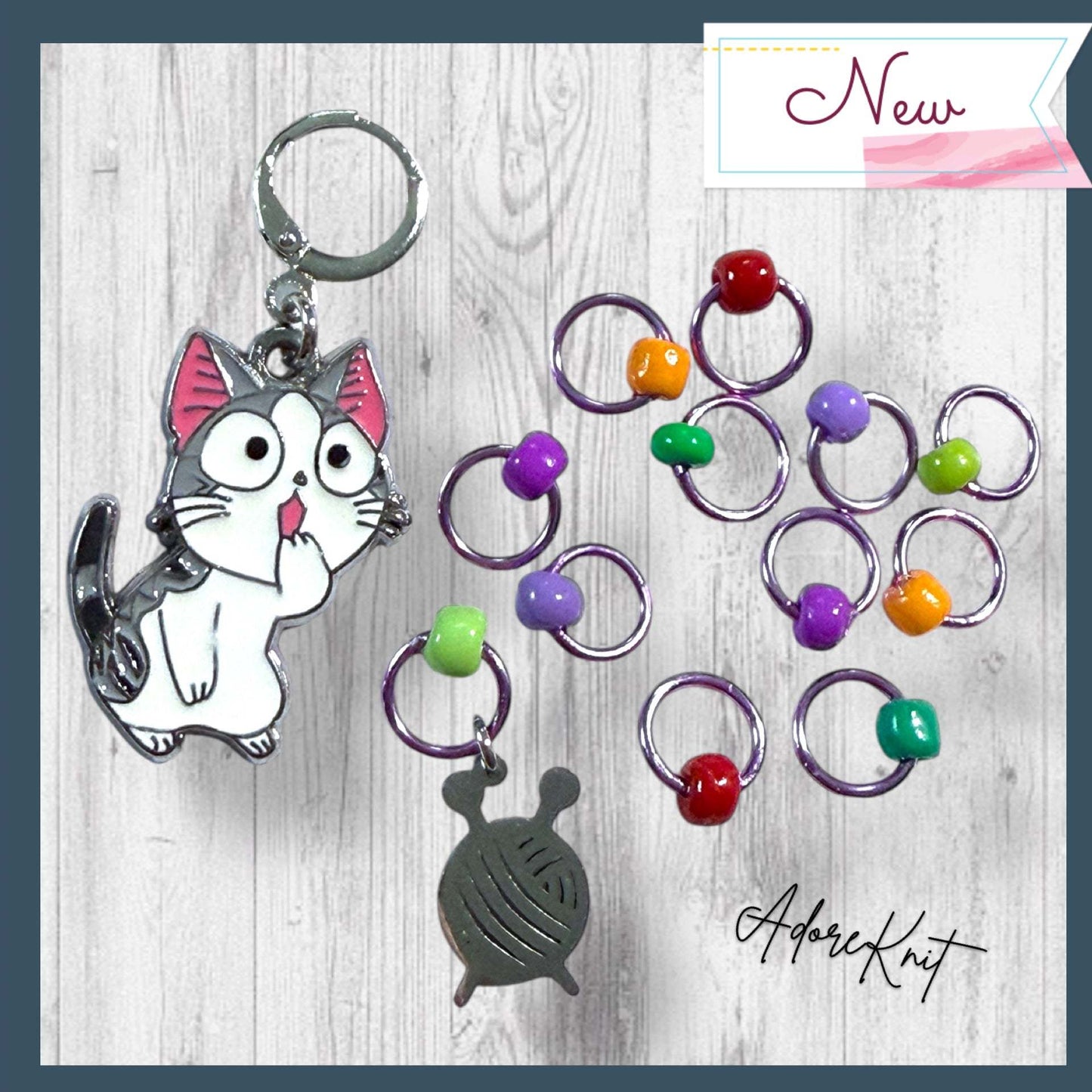 Tree Meowgicians Progress and Stitch Markers