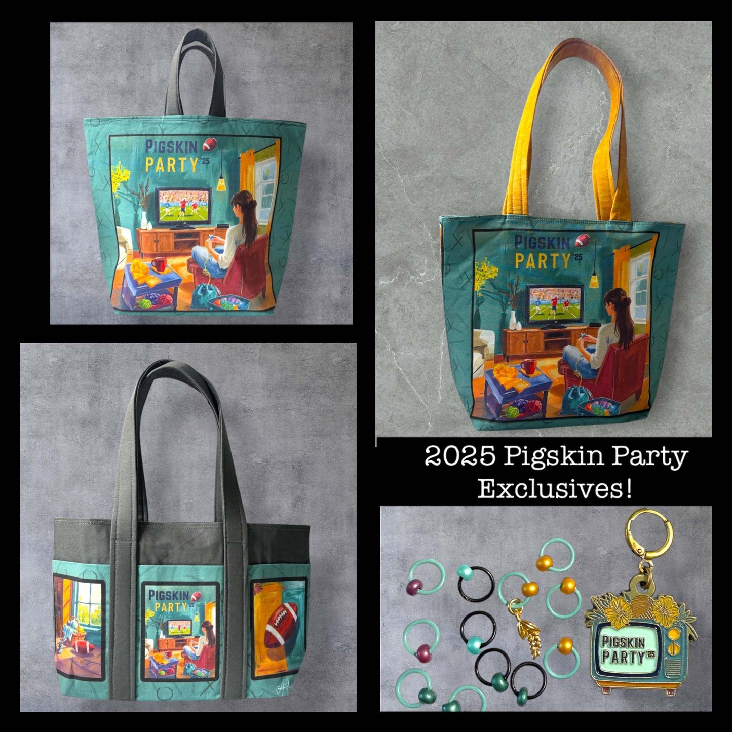 AdoreKnit 2025 Exclusive Pigskin Party Project Tote Bag