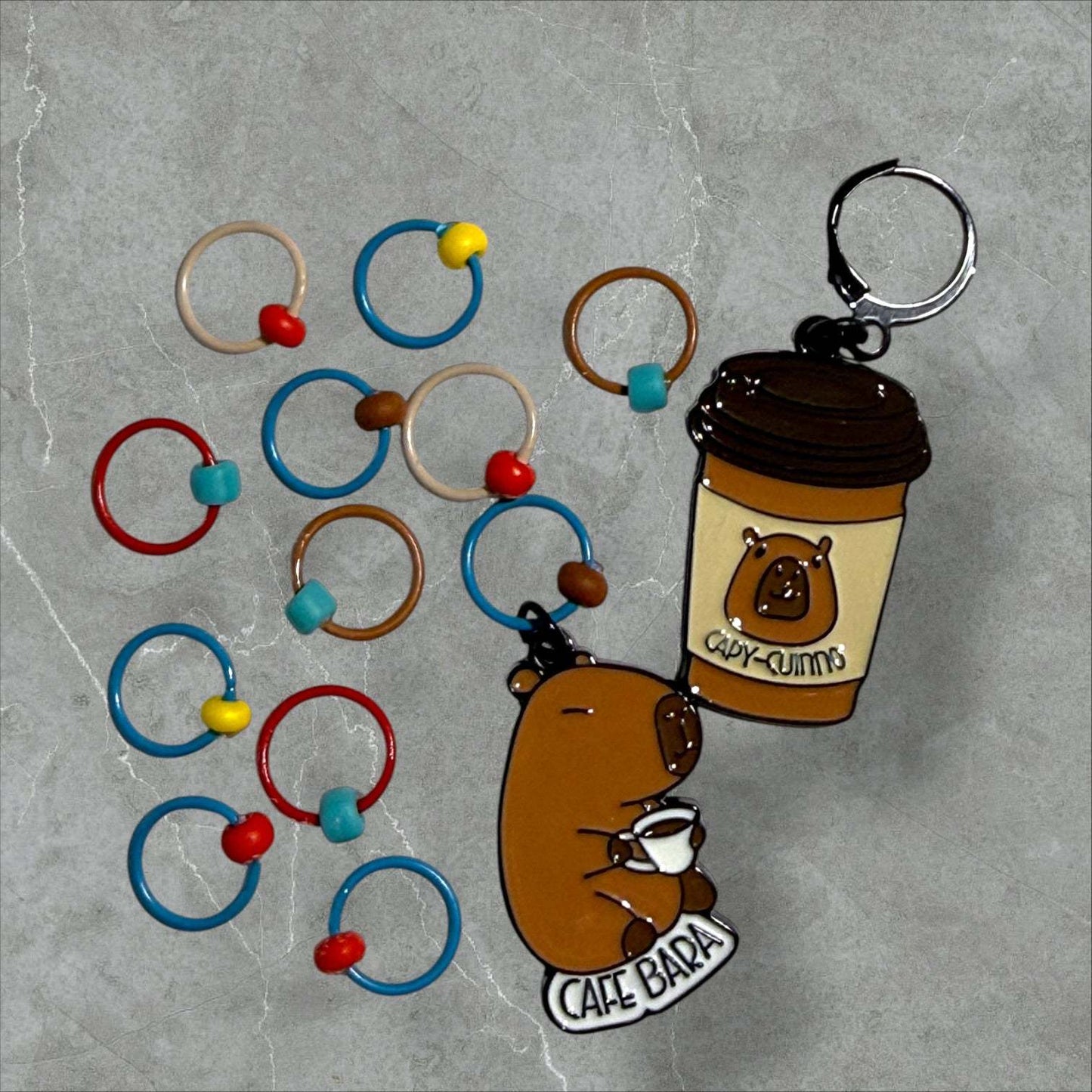 Don't Worry Be Capy | Café Bara Progress and Stitch Marker Set