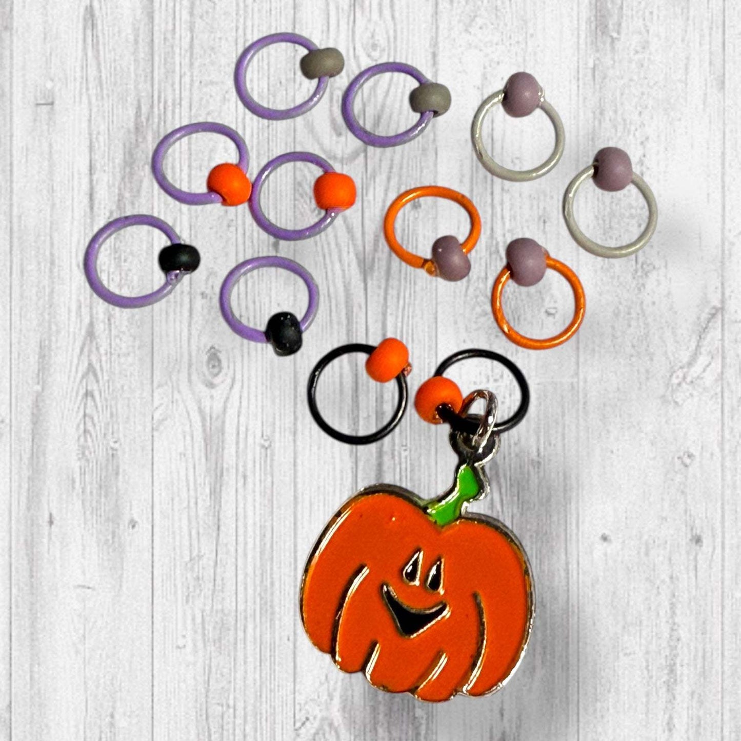 Pumpkin Paths & Pointy Caps Progress and Stitch Marker Set