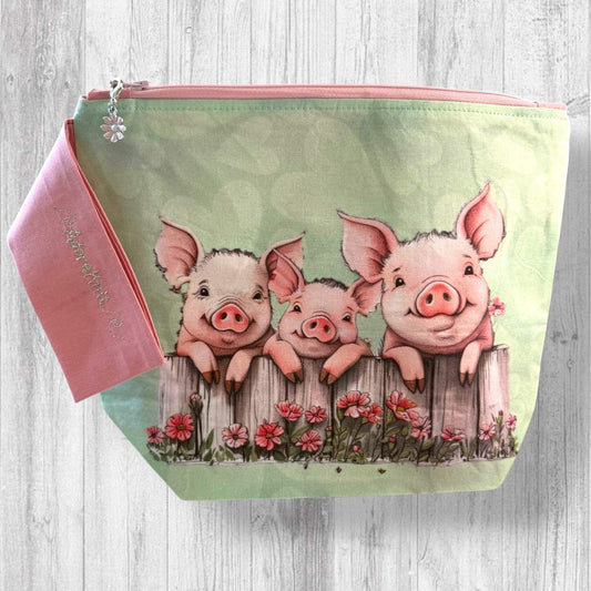 Who’s Stitchin’ Next Door Project Bag Exclusively Designed Fabric by AdoreKnit