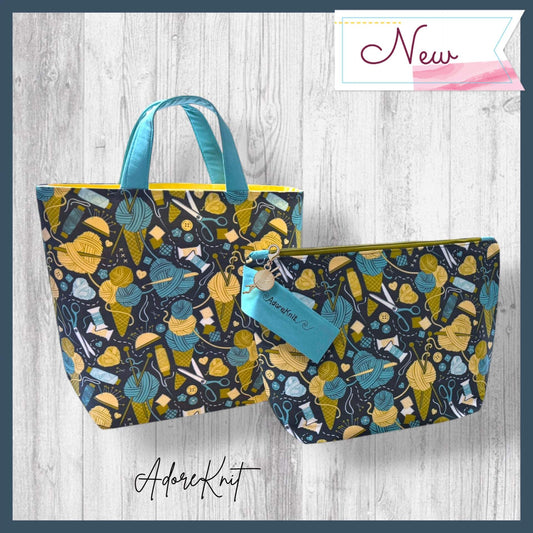 Knit Between Scoops Project Bag | Summer Stitch Knitting Yarn Bag